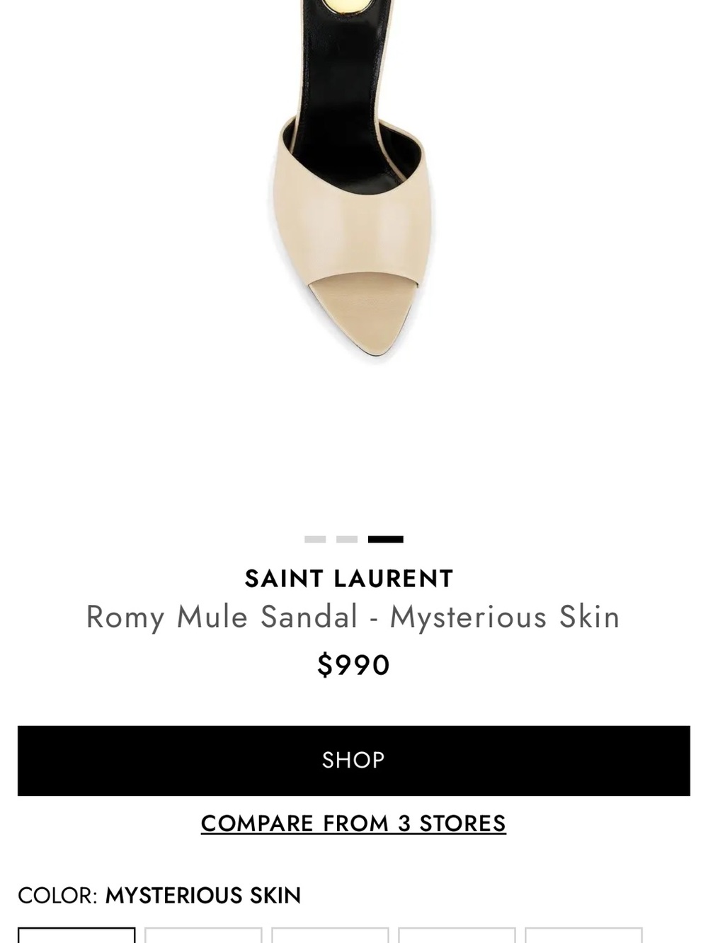 Saint Laurent Cream Leather Open-Toe Stiletto Mule - Picture 4 of 15